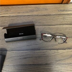Prada Burgundy and Black Eyeglasses with Case